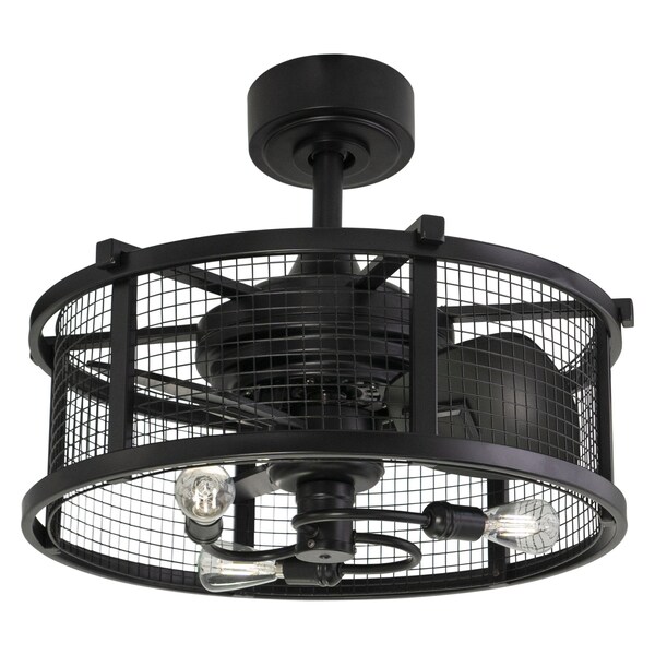 Vaxcel Humboldt Black Industrial Ceiling Fan with LED Light Kit and Remote F0102 - main